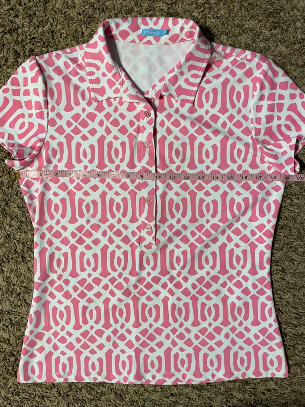 J McLaughlin Medium Catalina Cloth Mega Elsie Polo Top Golf Stretch Preppy - Picture 7 of 8
